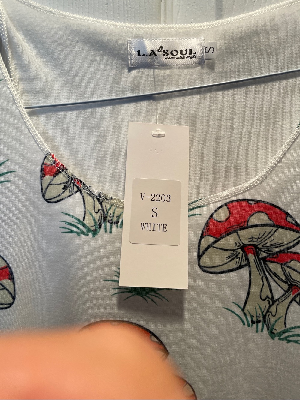 LA Soul White Red Mushroom Print Tank Top - Picture 2 of 3